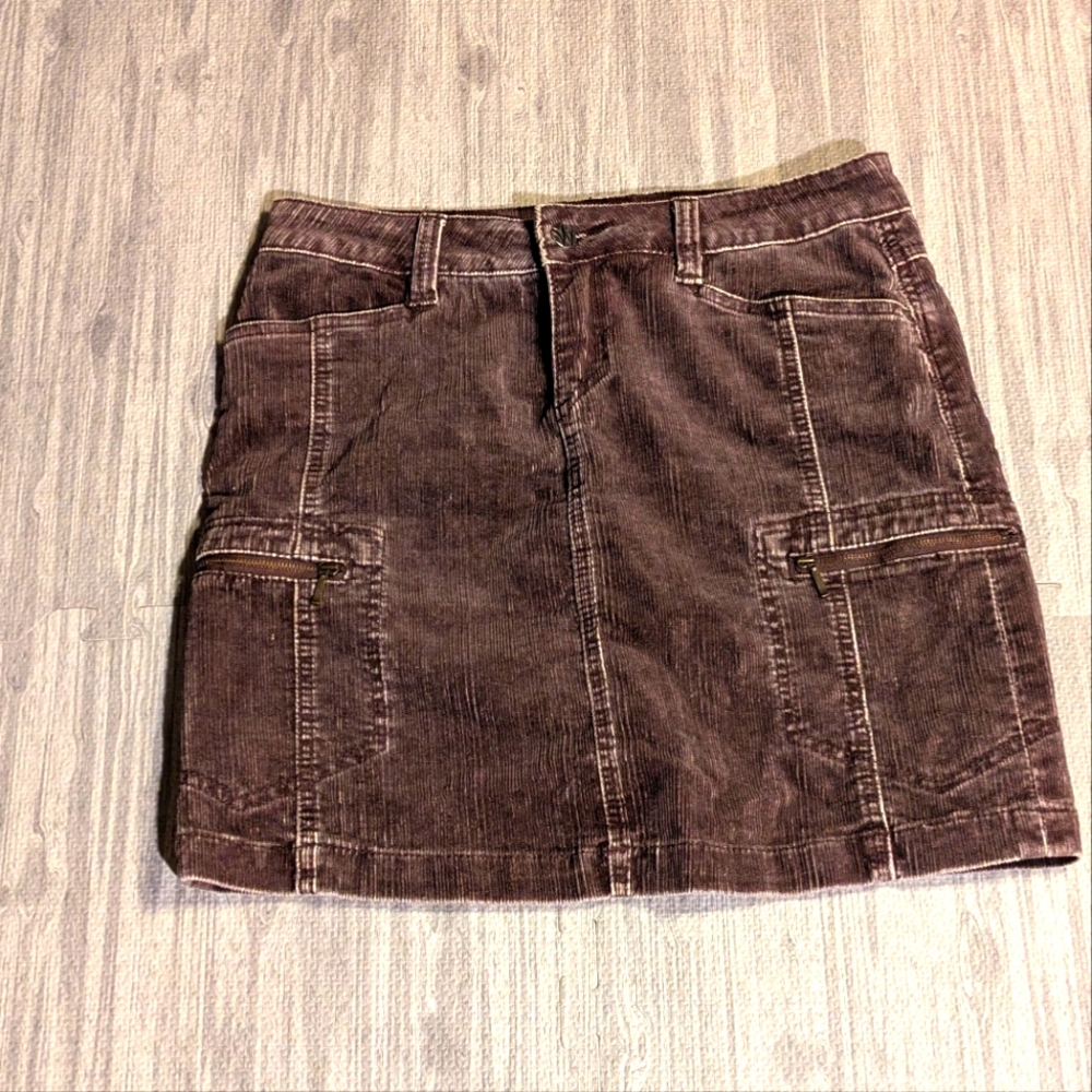 Women's WORN JEANS Brown Distressed Corduroy Mini Skirt, Cotton, Casual, Sz 4 - Picture 4 of 8